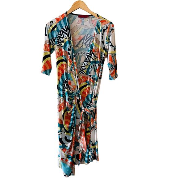 Melissa Masse Multicolored Printed Wrap Dress Size XS - Picture 1 of 6